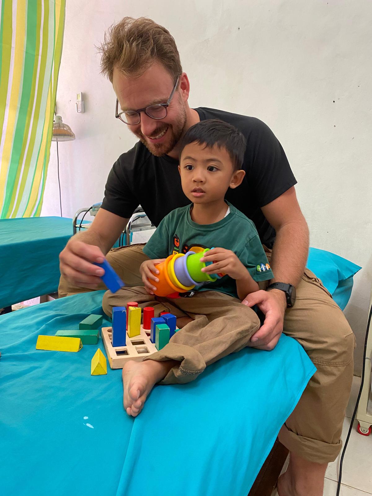 Mother and child with care packages